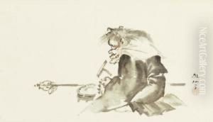 Demon Reciting Buddhist Prayers (oni No Nenbutsu) by Mori Shusho, Dit Sosen