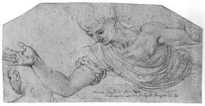 A Youth with his Arms outstretched looking down, with a profile study