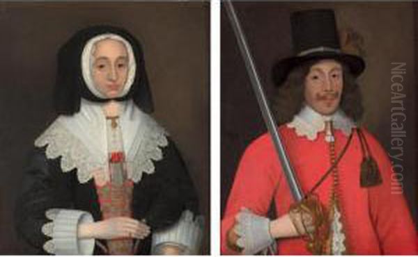 Portrait Of Colonel John Hutchinson (1615-1664); And His Wife, Mrs Hutchinson, Nee Lucy Apsley (b.1620) - view 1