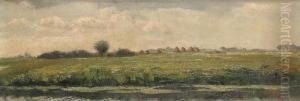 Landscape With Haystacks And Water by Octaaf Soudan