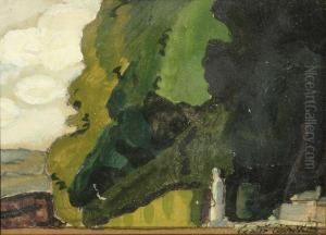 View With Statue by Sergei Yurievich Soudeikine