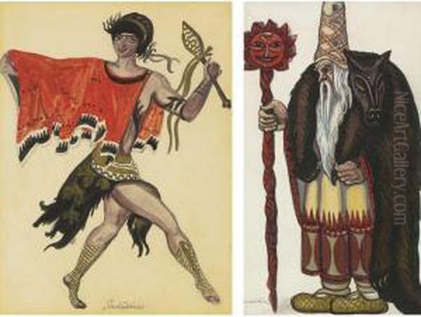 Pamina From The Magic Flute, A Man In A Red Robe, Man With Awolf's Cloak From Sadko And Dancing Woman - view 1