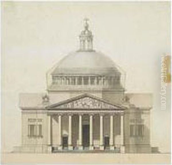 Facade: Premier Projet Et Variante Pour L'eglise Sainte Genevieve, Futur Pantheon (1755-56) - view 1