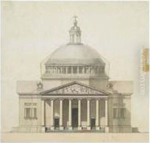 Facade: Premier Projet Et Variante Pour L'eglise Sainte Genevieve, Futur Pantheon (1755-56) by Jacques Germain Soufflot