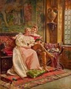 Barock-paar Bei Einergalanten Konversation Barock-paar Bei Einergalanten Konversation