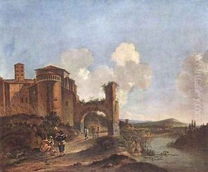 Italian Landscape with SS. Giovanni e Paolo in Rome by Jan Asselyn