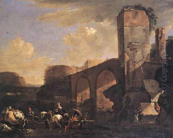 Italianate Landscape with a River and an Arched Bridge c. 1648 - view 1