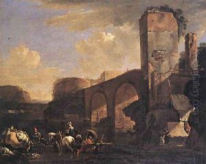 Italianate Landscape with a River and an Arched Bridge c. 1648 by Jan Asselyn