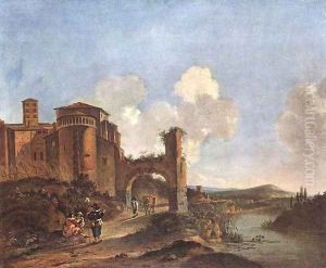 Italian Landscape with SS. Giovanni e Paolo in Rome 2 by Jan Asselyn