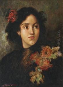 Portrait Of A Young Woman Wearing A Corsage
