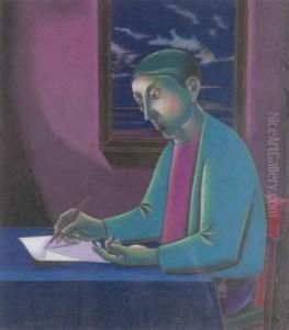 Schrijvende Man Voor Het Raam by Sidoine Soupart