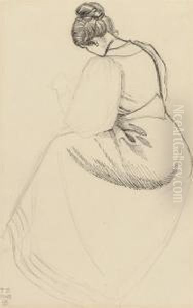Study Of A Seated Woman Viewed From Behind - view 1
