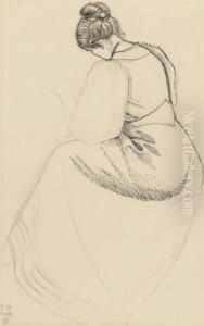 Study Of A Seated Woman Viewed From Behind by Joseph Edward Southall