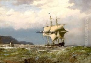 Sovig Langs Kysten 1886 Olje Pa Lerret by Theodor Sovig