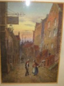 Street Scene With Figure by John Sowden