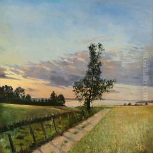 Landscape With Sunset Near The Ocean by Carl Martin Soya-Jensen