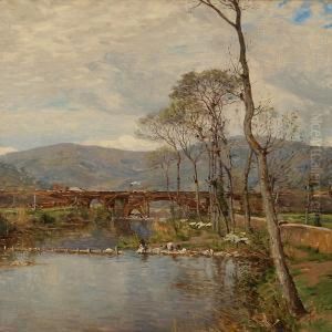 River Landscape With Women Doing The Laundry