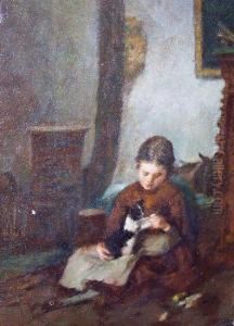 Girl With A Kitten by Paul Constant Soyer