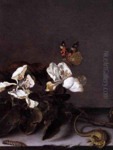 Still-Life with Apple Blossoms (detail) by Balthasar Van Der Ast