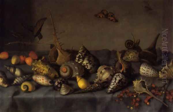 Still life with shells (detail) by Balthasar Van Der Ast