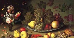 Still Life with Fruits and Flowers by Balthasar Van Der Ast