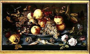 Still Life with Fruit Flowers and Seafood by Balthasar Van Der Ast
