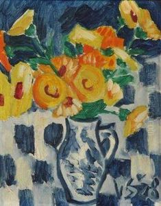Calendulas In A Vase by Vaclav Spala