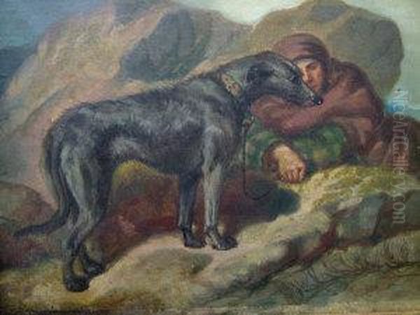 Huntsman And A Hound On A Hillside - view 1
