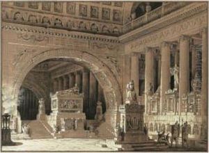 The Interior Of A Classical Temple, With A Group Of Figuresadmiring The Tombs And Monuments