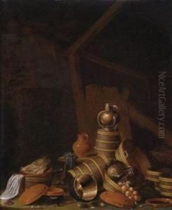 The Interior Of A Barn With Kitchenutensils