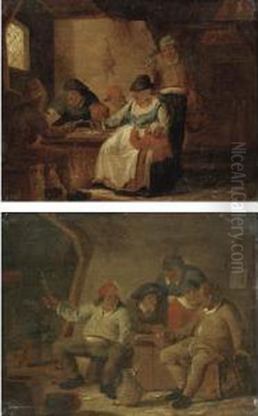 A Tavern Interior With Peasants Drinking - view 1