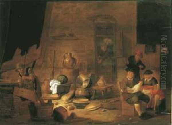 A Barn Interior With A Peasant Family - view 1