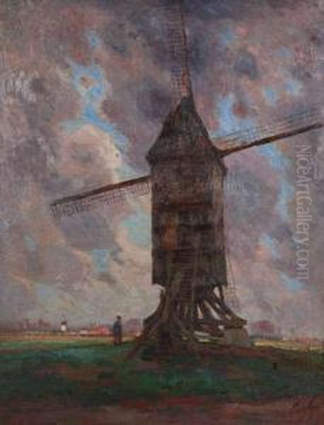 Landschap Met Boer Bij Windmolen - view 1
