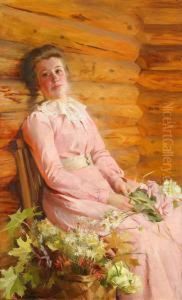 I Tankar - Kvinna Med Blomster by Emma Sparre