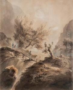 Landscape With Figures And Animals By The River by Lorentz, Lars Svens. Sparrgren