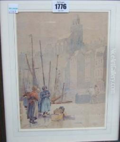 Figures On A Quayside - view 1