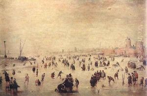 Skaters by Hendrick Avercamp