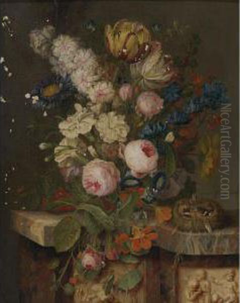 Still Life With Roses And Baby Chicks - view 1