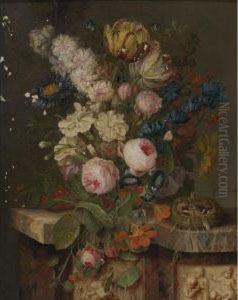 Still Life With Roses And Baby Chicks Still Life With Roses And Baby Chicks