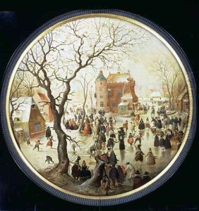 Winter Scene with Skaters near a Castle c.1608-09