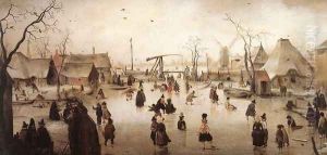 Ice Scene c. 1610 by Hendrick Avercamp