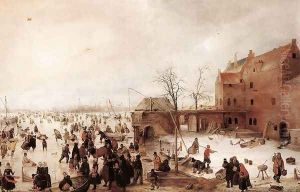 A Scene on the Ice near a Town, c.1615 by Hendrick Avercamp