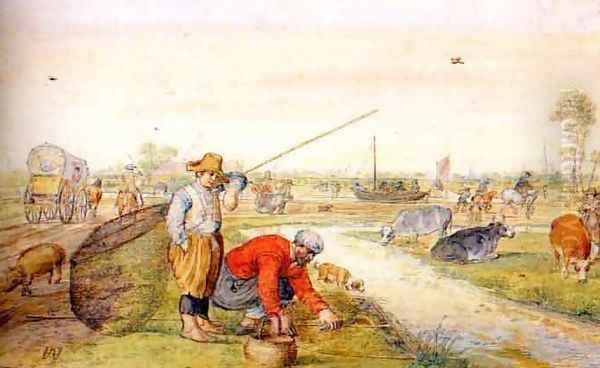 Fisherman at a Ditch - view 1
