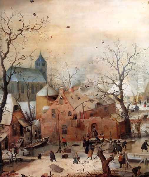 Winter Landscape with Skaters (detail) - view 1