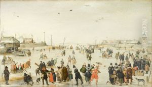 Winter Scene on a Frozen Canal by Hendrick Avercamp