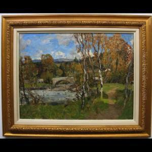 An Autumn River With Bridge by Harry Spence