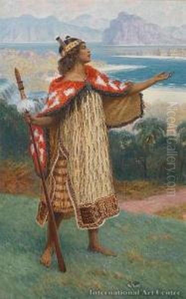 Maori Girl In The Bay Ofislands & Maori Man Playing The Putorino - view 1
