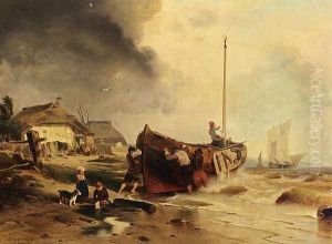 A Fishingboat On The Beach by Andreas Achenbach