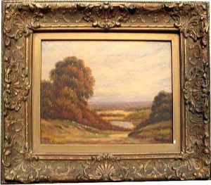 A Wooded Landscape; A Wooded Landscape With A View Of A Lake (a Pair) by Augustus Spencer