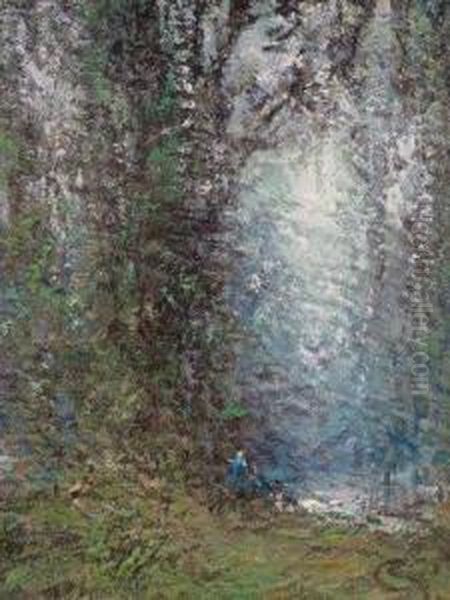 Figure On A Wooded Path - view 1